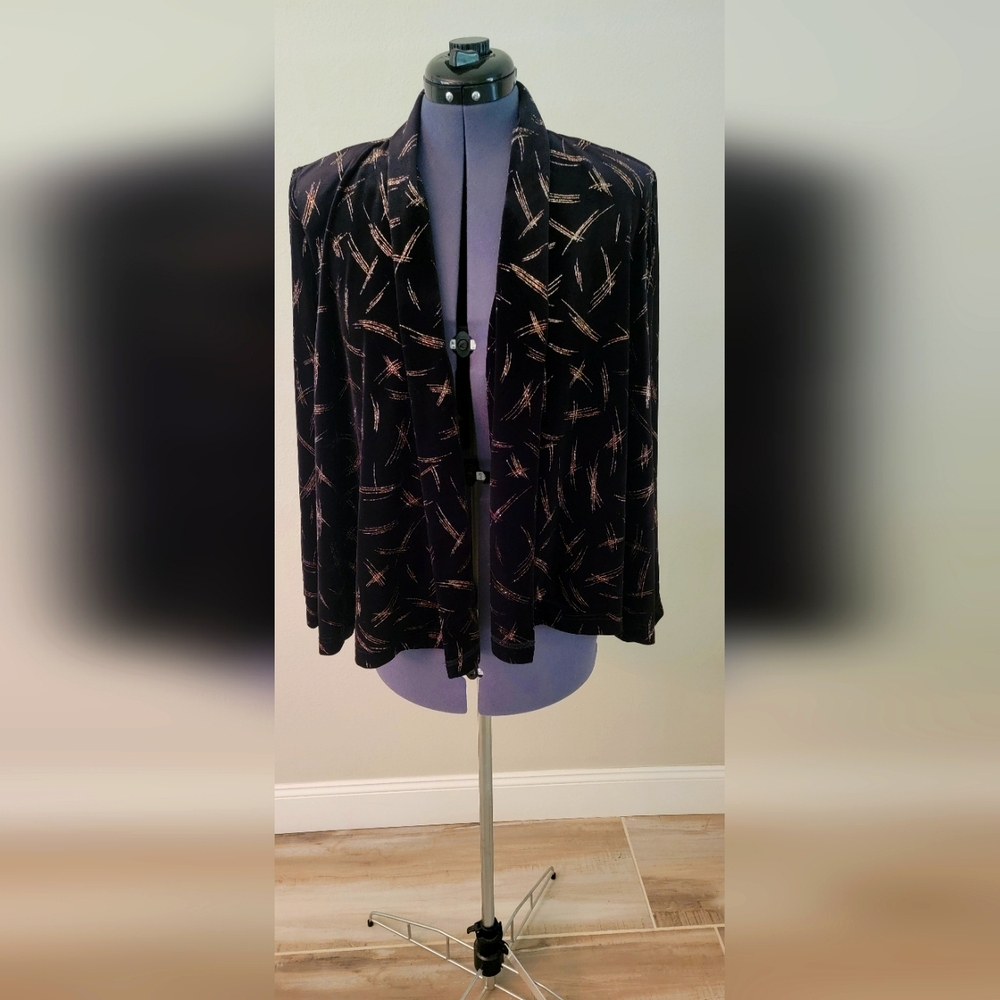 Vintage JBS Velveteen Blazer with Rainbow Glitter Design Sz PM